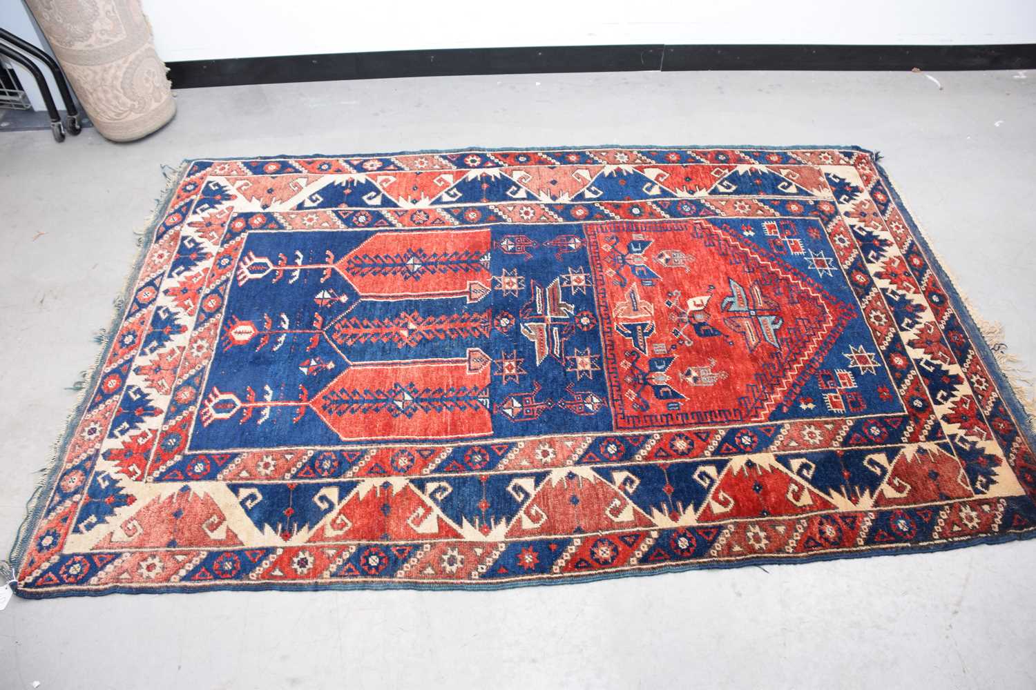 A vintage Middle Eastern woollen mihrab prayer carpet, - Image 2 of 3