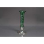 A Victorian silver mounted green glass cut to clear vase,