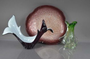 Three large mid 20th century studio glass items,