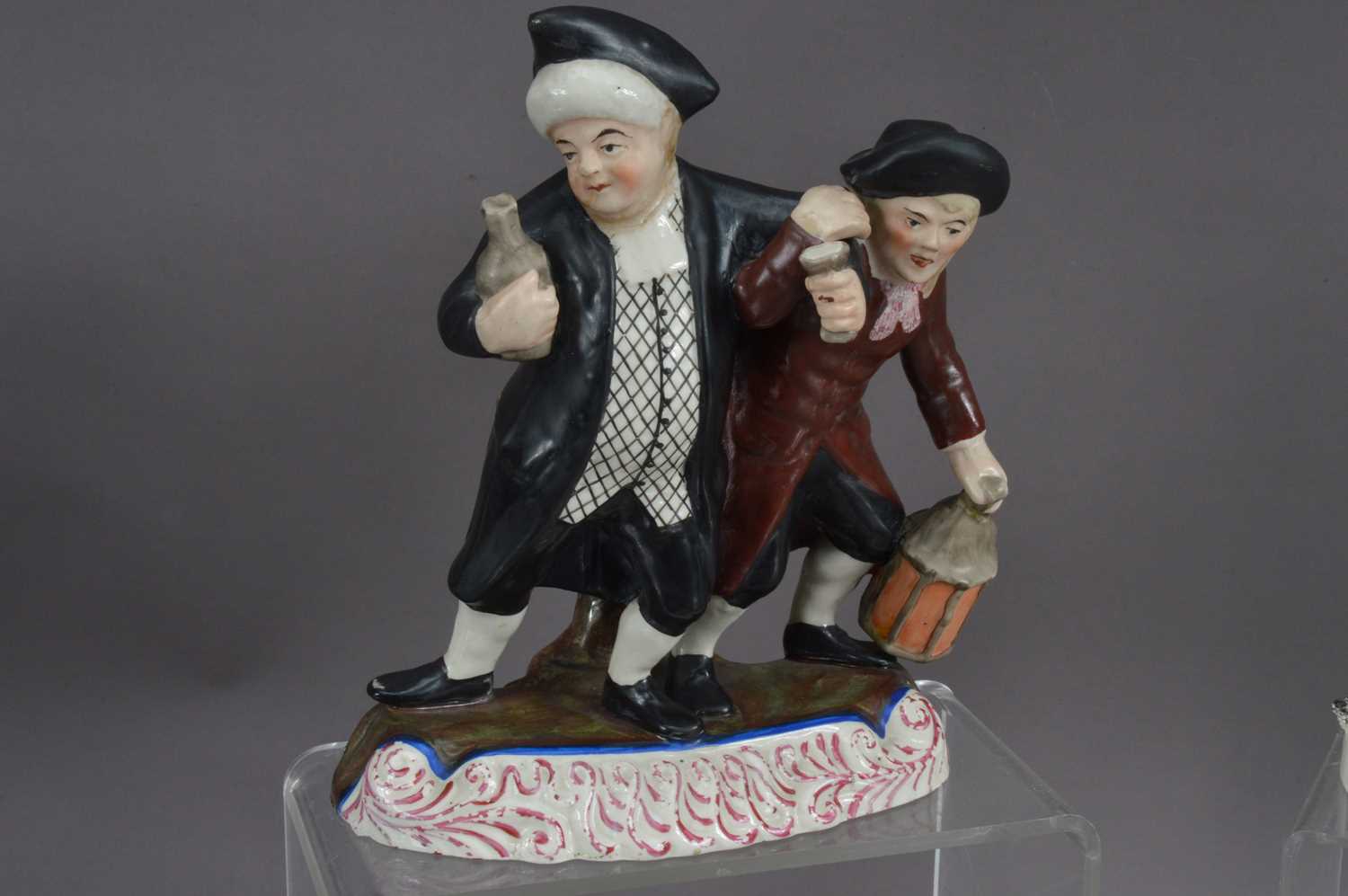 A group of five Staffordshire pottery figures, pastille burners etc, - Image 3 of 5