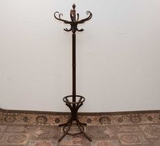 A modern stained beech coat stand,