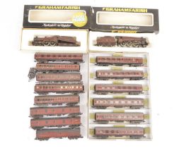 Farish N gauge Locomotives and coaches in LMS maroon livery (16),