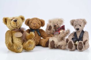 Four artist/collectors teddy bears,