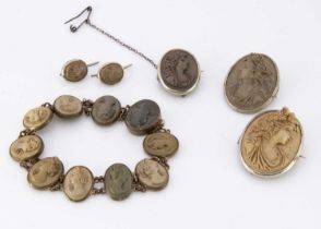 A collection of 19th century larva jewels,