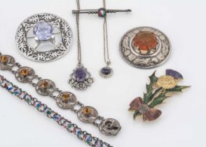 Four items of scottish thremed jewellery,