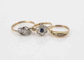 Three 18ct yellow gold rings,