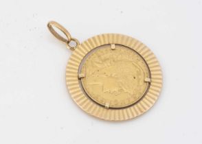 A French 20 Franc 'Rooster' gold coin pendant,