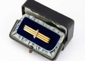 An Edwardian and diamond 15ct gold bar brooch,