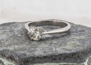 A diamond solitaire 18ct white gold ring,