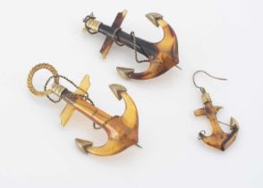 A pair of late 19th early 20th century anchor brooches,