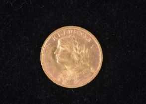 A Switzerland Gold 20 Francs coin,