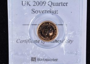 A modern Elizabeth II Gold Quarter Sovereign,