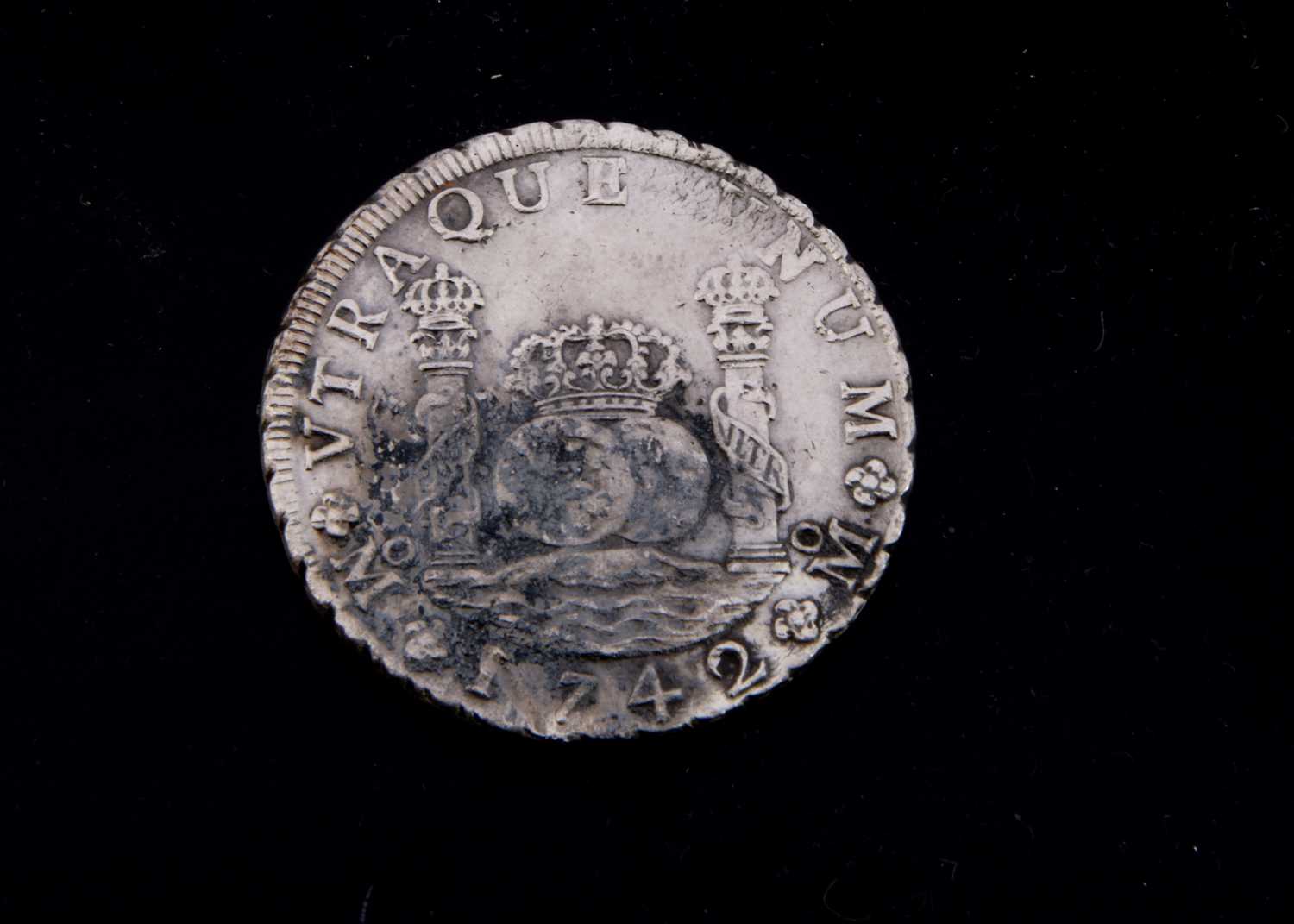 An 18th century Spanish Empire 8 Reales Style white metal coin,