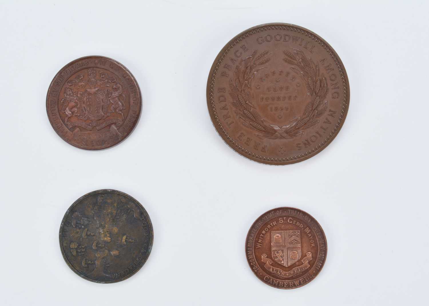 A collection of four 19th and 20th century Bronze medallions, - Image 2 of 2