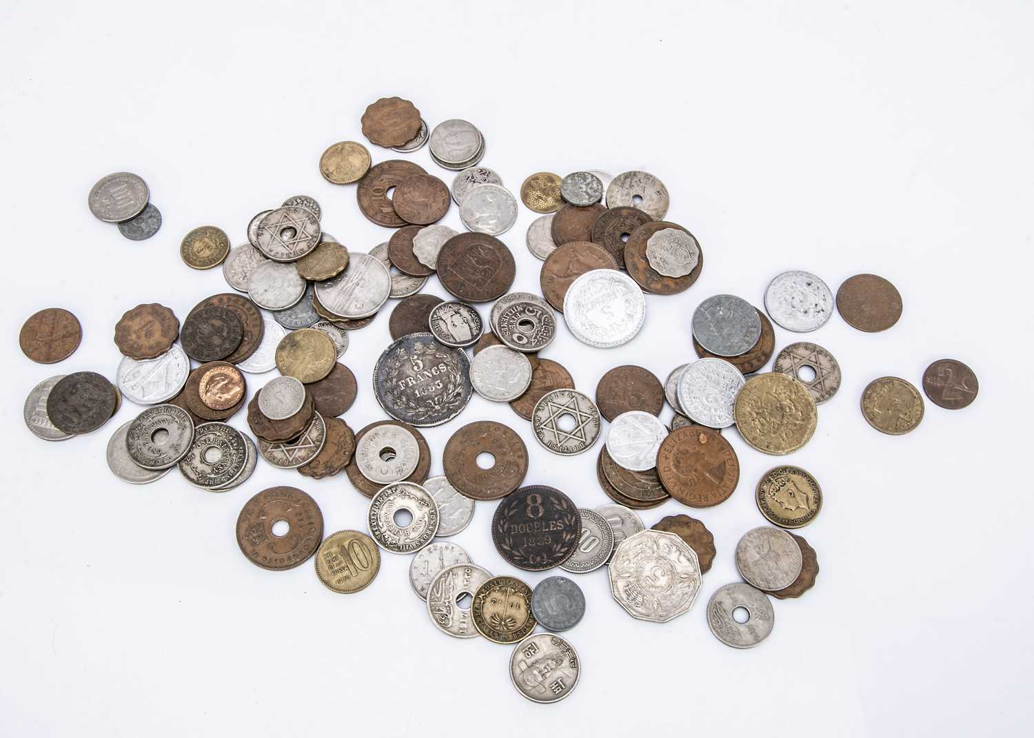 A small bag of world coinage,