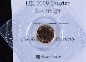 A modern Elizabeth II Gold Quarter Sovereign,