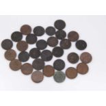 A collection of thirty early milled half pennies,