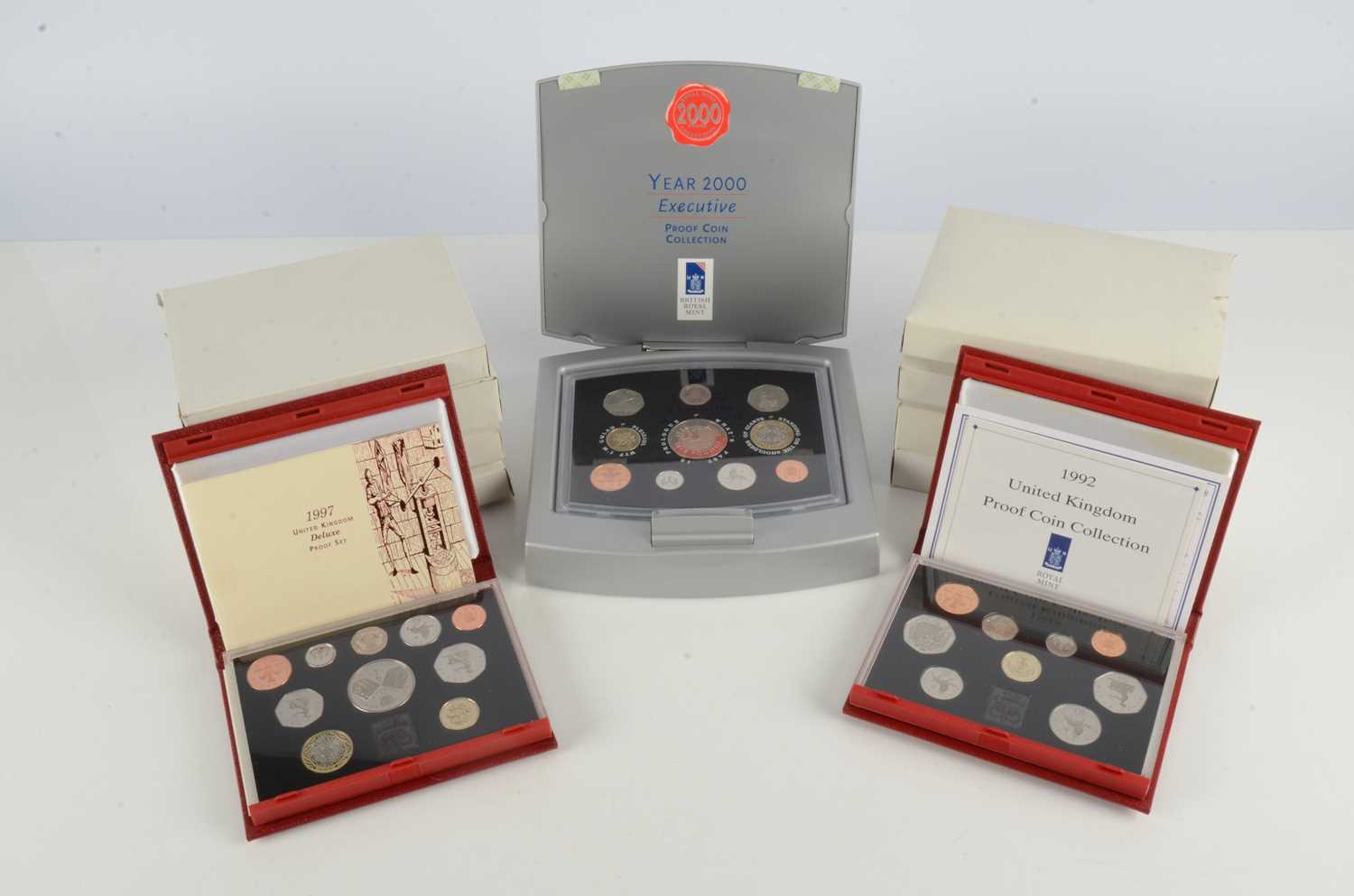 Eleven Royal Mint Proof sets,