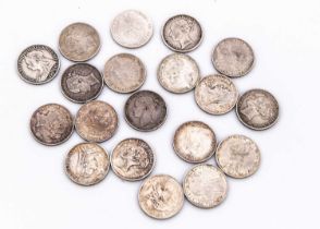 A collection of nineteen Silver Victoria shillings,