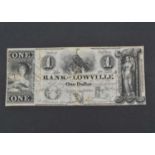 A United States Lowville New York obsolete $1 Bank note,