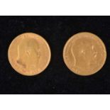 Two Edward VII Gold Half Sovereigns,