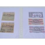 A collection of world banknotes,