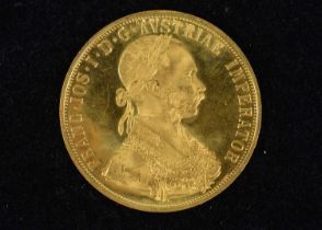 An Austria 4 Ducat Gold restrike,