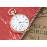 A c1920s 9ct gold open faced pocket watch by Waltham,