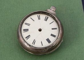 A first half of 19th Century silver pair cased watch,