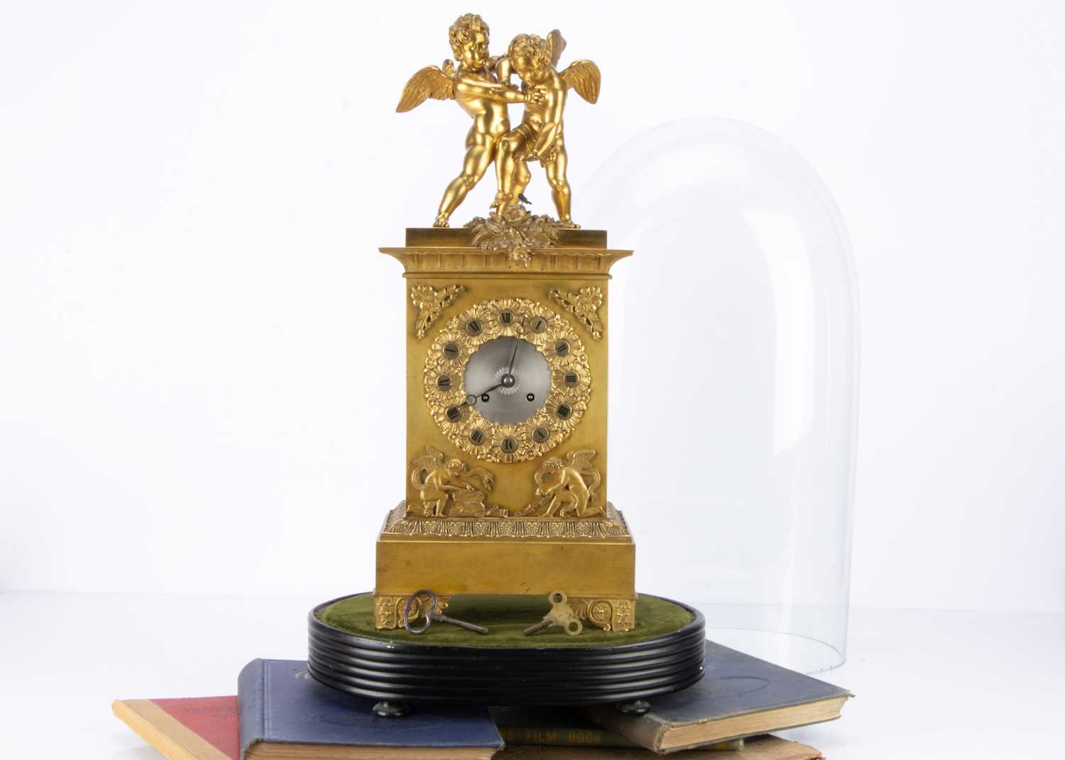 A late 19th century gilt mantle clock,