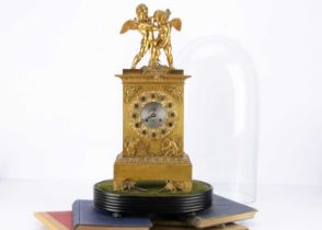 A late 19th century gilt mantle clock,