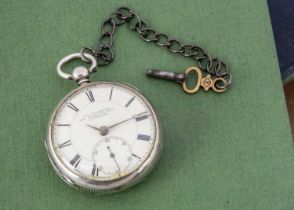 A Victorian silver open faced pocket watch by James Houghton of Liverpool,