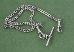 A late Victorian silver watch chain,