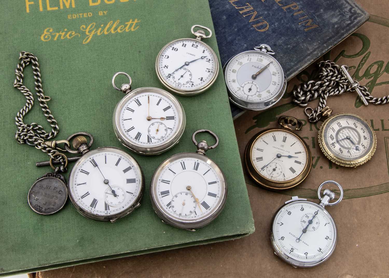 Three Victorian silver open faced pocket watches and four pocket watches,