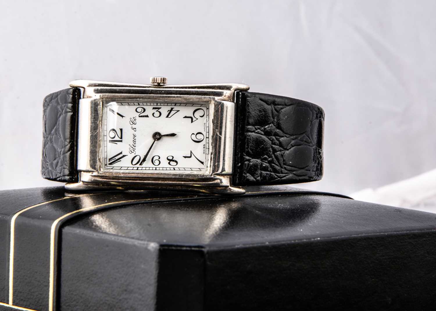 A c1990s manual wind silver cased wristwatch from Gleave & Co, - Image 2 of 4