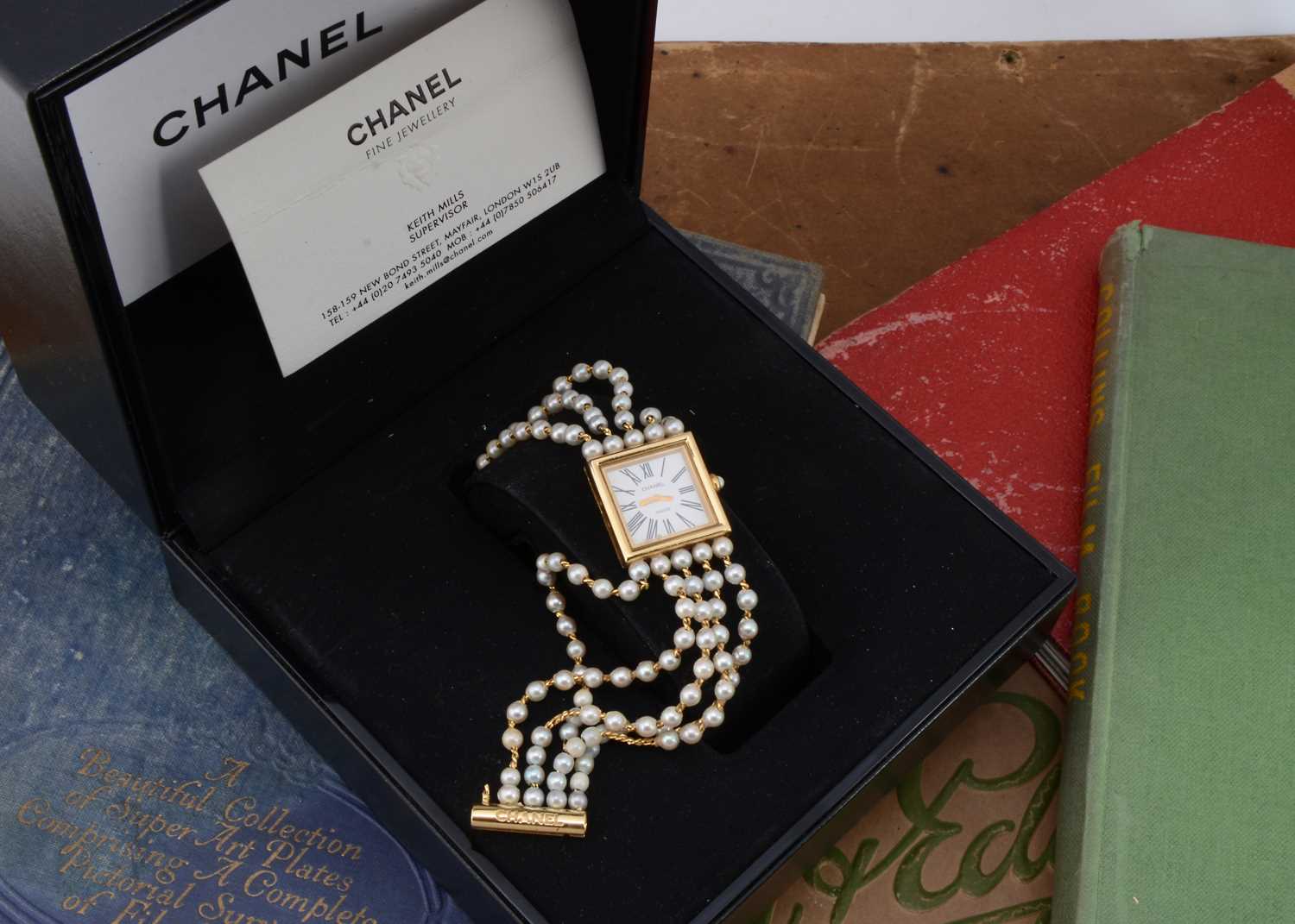 A 1980s Chanel Madamoiselle 18ct gold and pearl quartz wristwatch, - Image 3 of 7