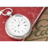 An oversized Victorian silver open faced pocket watch,