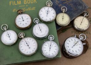 Nine 20th century stopwatches,