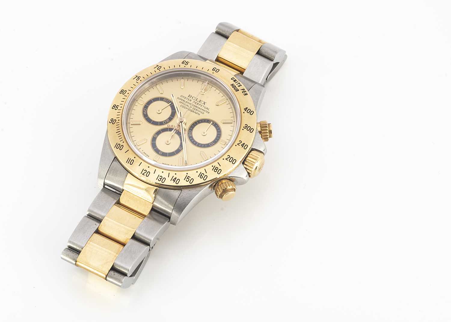 A 1990s Rolex Oyster Perpetual Daytona stainless steel and 18ct gold wristwatch full set, - Image 11 of 18