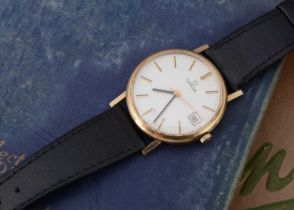 A 1970s Omega manual wind 9ct gold cased wristwatch head,