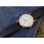 A 1970s Omega manual wind 9ct gold cased wristwatch head,