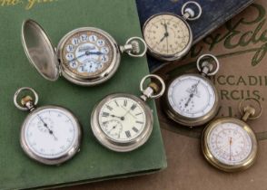 Six second half 20th century stopwatches and pocket watches,