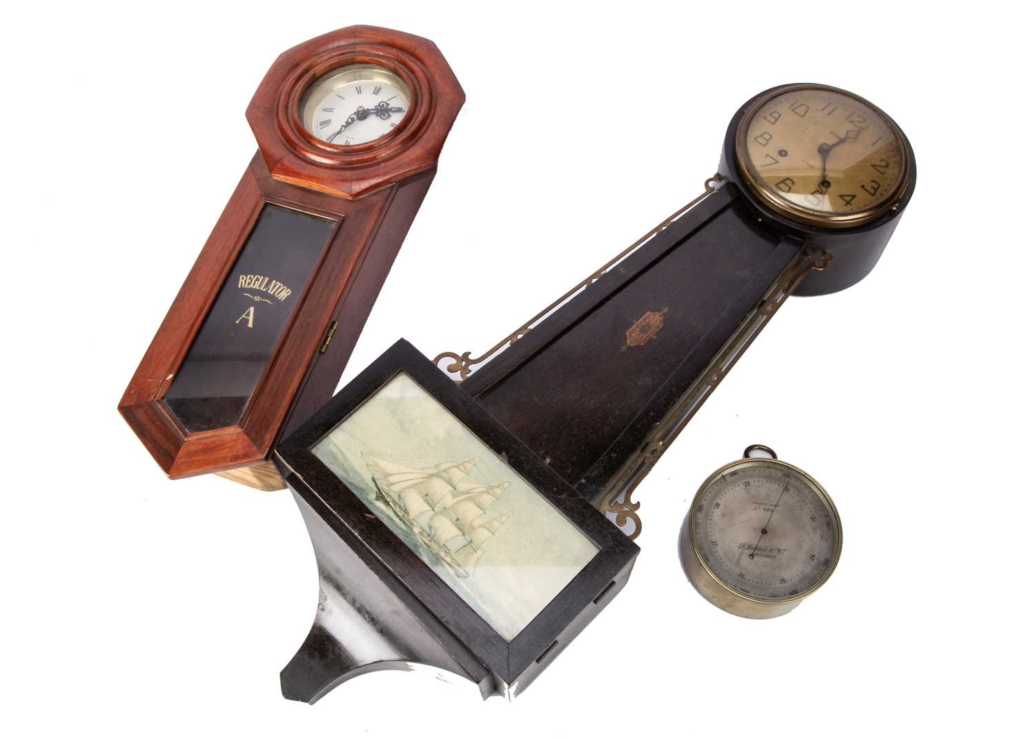 Five clocks and barometers, - Image 2 of 2