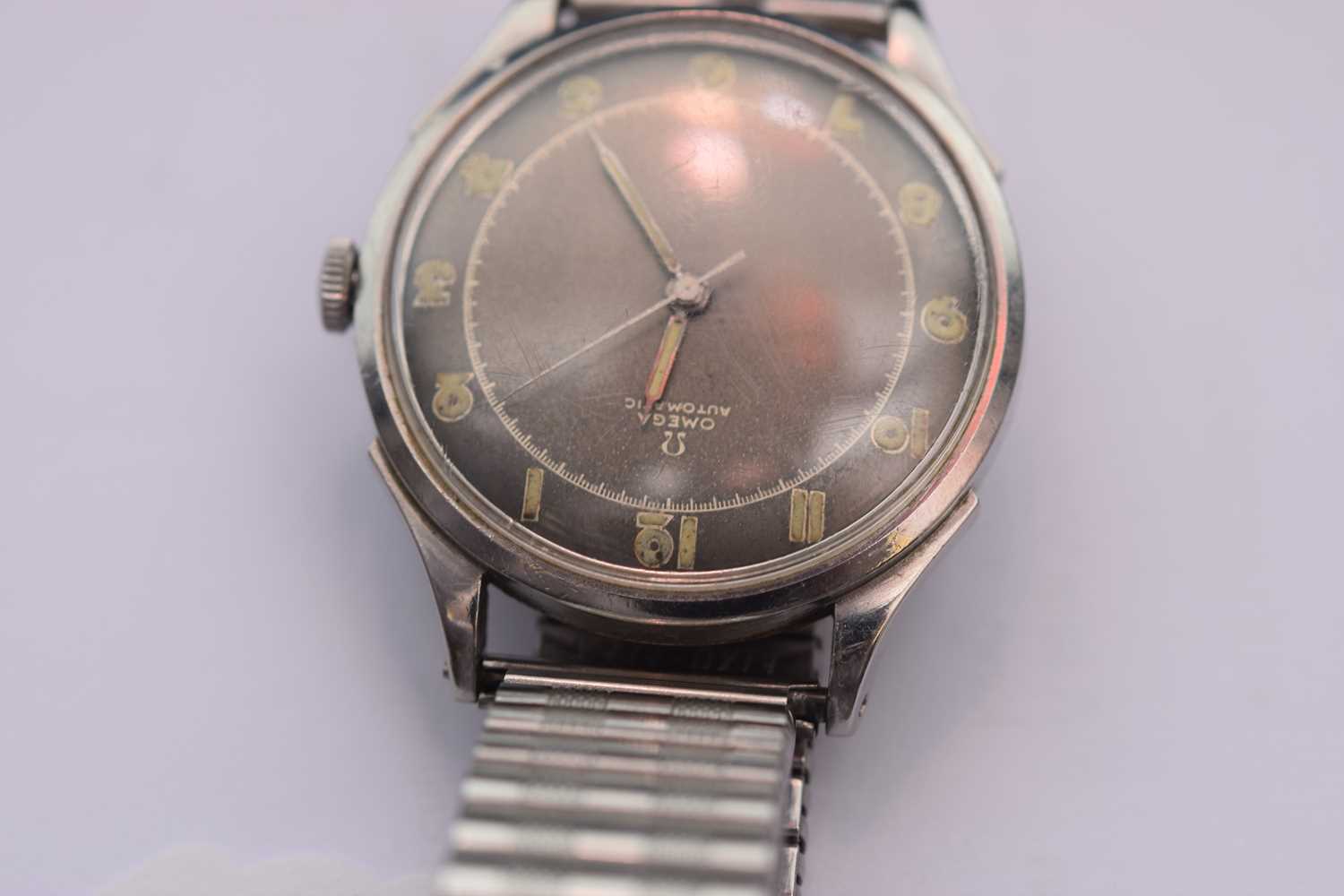 A circa 1950s Omega Automatic "Bumper" stainless steel wristwatch head, - Image 3 of 8