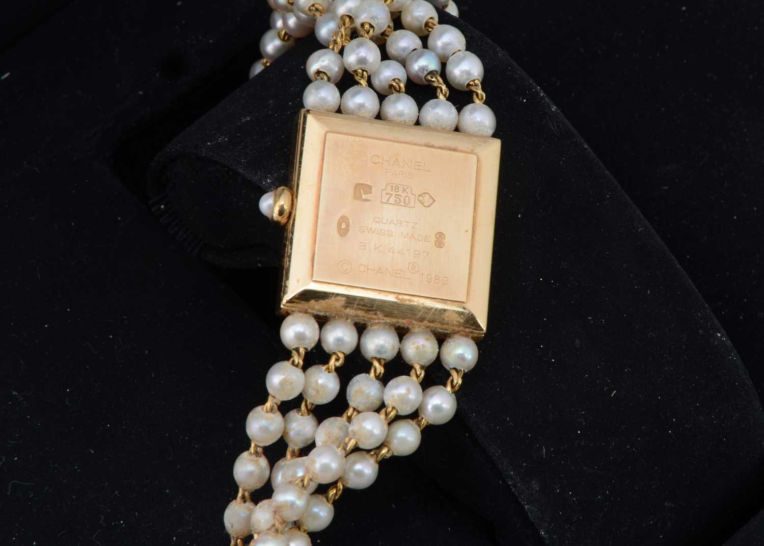 A 1980s Chanel Madamoiselle 18ct gold and pearl quartz wristwatch, - Image 2 of 7