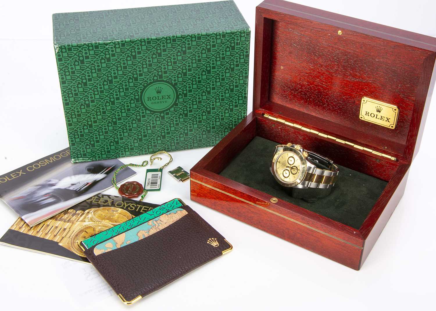 A 1990s Rolex Oyster Perpetual Daytona stainless steel and 18ct gold wristwatch full set, - Image 18 of 18