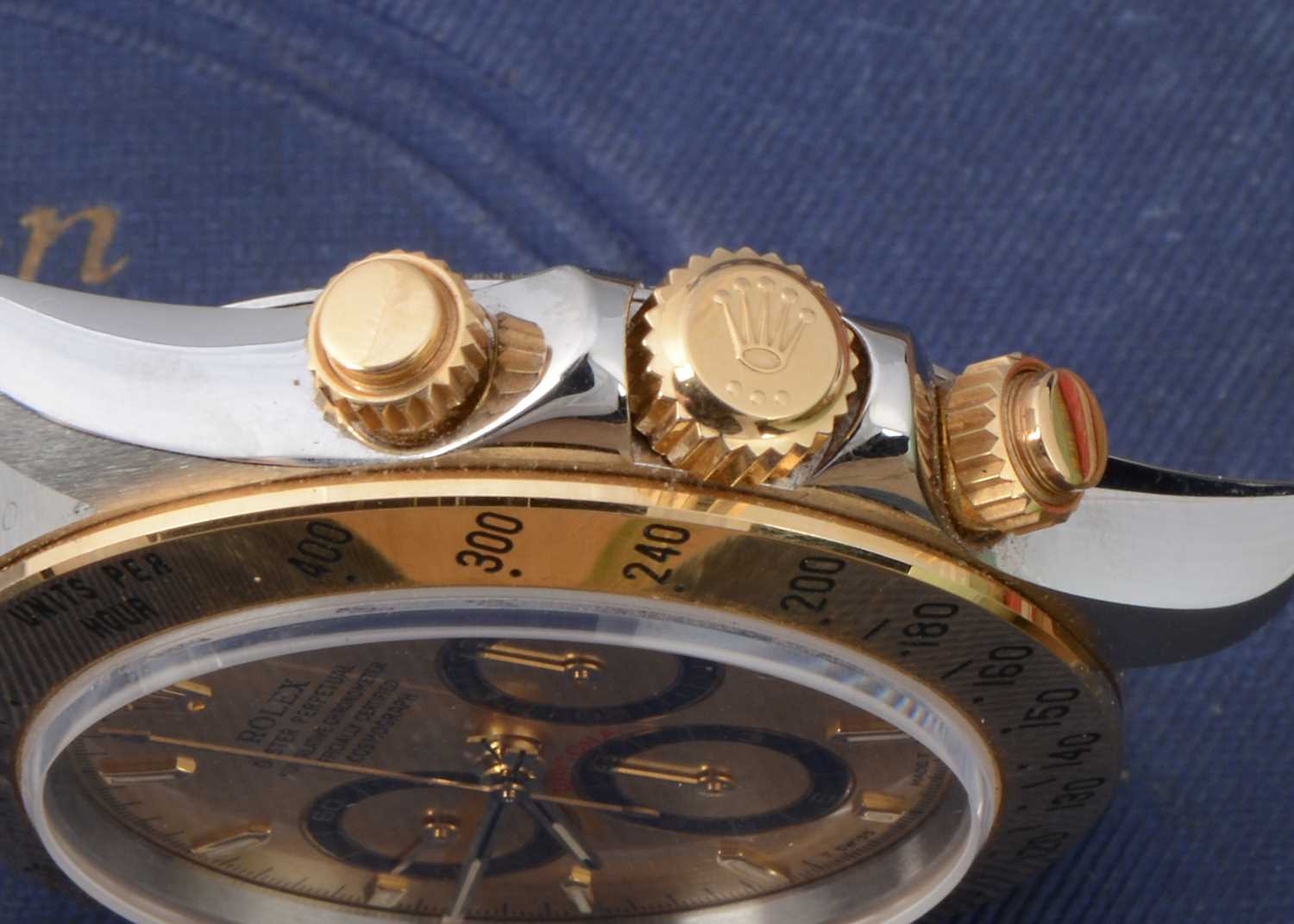 A 1990s Rolex Oyster Perpetual Daytona stainless steel and 18ct gold wristwatch full set, - Image 2 of 18