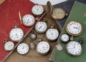 A group of pocket watches and other related items,