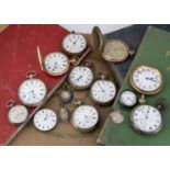 A group of pocket watches and other related items,