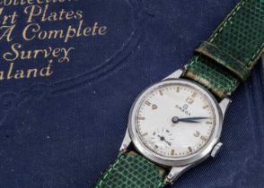 A circa 1930's Omega manual wind stainless steel wristwatch,